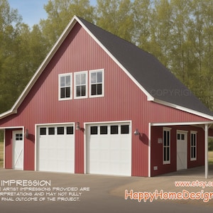 2 Bay Barn Garage Floor Plan, 2 story garage and workshop. 1100 sq ft.