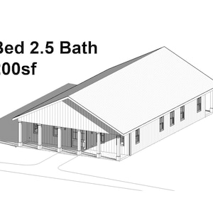 Modern House Plan | 40&#39; x 55&#39; | 2,200 SF | One Story - The Olive