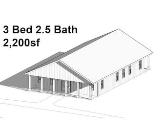 Modern House Plan | 40' x 55' | 2,200 SF | One Story - The Olive