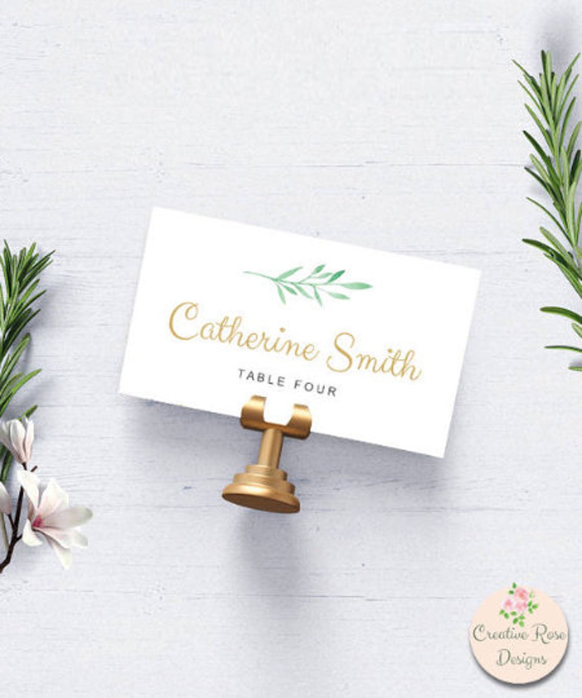 Printable Place Cards Escort Cards, Instant Download, Garden Greenery