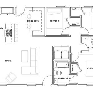 Huisje 3 slaapkamers en 2 badkamers (40'x26') Aangepaste huisplannen en blauwdrukken - elektrisch