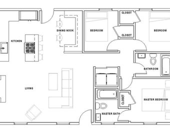 Cottage 3 bed 2 bath (40&#39;x26&#39;) Custom House Plans and Blueprints