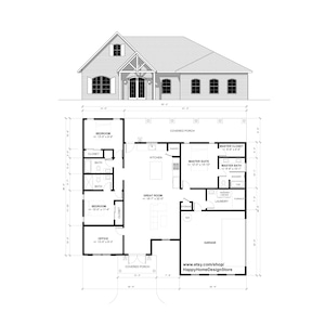 Affordable Brick Homestead 3 bed 3 bath (55&#39; x 46&#39;) 1823 SF Custom House Plans and Blueprints