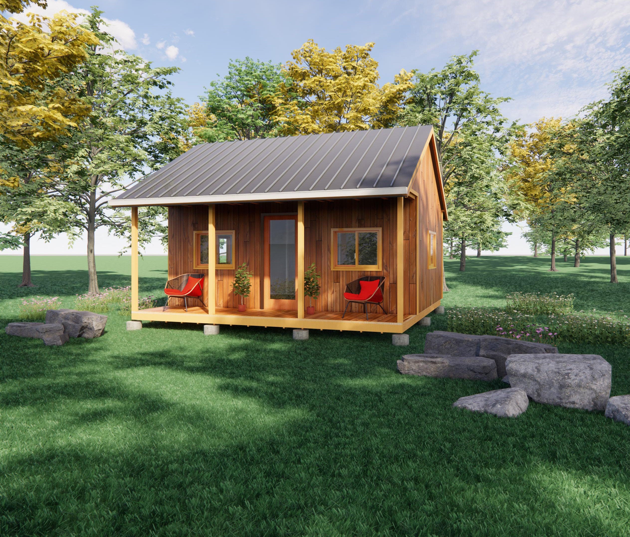 Deluxe 16 X 20 Cabin Guest Tiny House Plans Etsy Deluxe 16 X 20 Cabin Guest Tiny House Plans Etsy