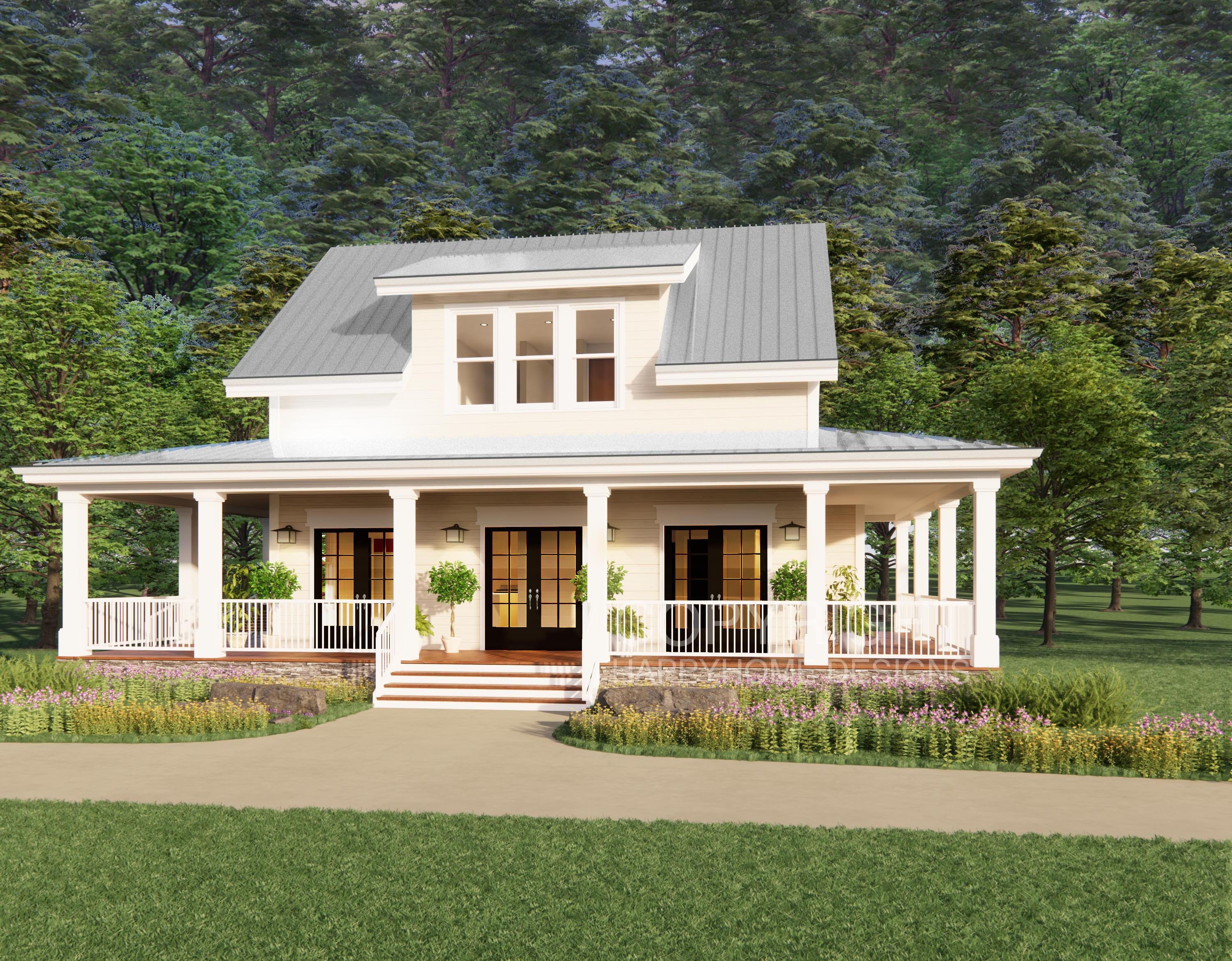 The Cottage Farmhouse Plan 3 Bed 35 Bath 51x48 Etsy Uk