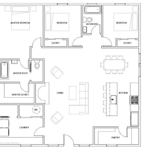 Ruime cottage 3 slaapkamers en 2 badkamers (40'x40') aangepaste huisplannen en blauwdrukken - elektriciteit