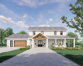 Benutzerdefinierte Crystal Springs 2-stufiges Barndomium Hausplan Design - 5 Schlafzimmer 3.5 Bad - 2 Garage