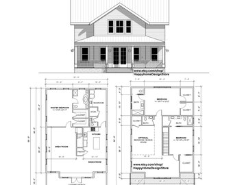 Zweistöckiges Bauernhaus Plan 4 Bett 4 Bad (58x35 &#39;) Benutzerdefinierte Haus-Pläne und Entwürfe