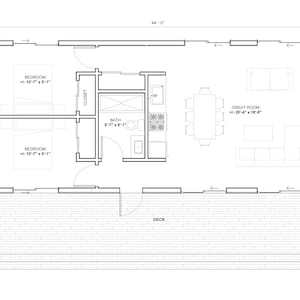 Pine Lake Modern Cabin House, 20’ x 44’, 880 Sq Ft, Tiny House, Architectural Plans, Blueprint