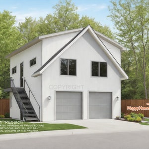 Two Car ADU Garage Loft 28&#39;x28&#39; Architectural Plans - Blueprint Digital PDF