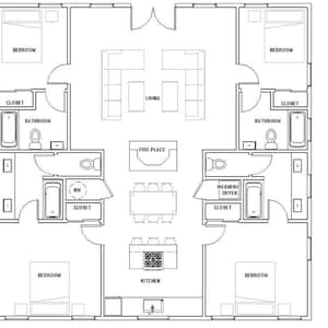 The grand estate house 4 bed 4 bath (40'x40') Custom House Plans and Blueprints