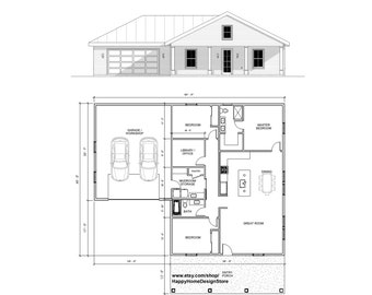 Affordable Homestead 3 bed 2 bath (60'x48') 1730 SF Custom House Plans and Blueprints