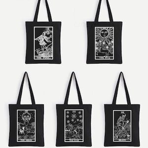 Sustainable Tote Bags with Beautiful hand drawn Tarot Card Design, 100 % cotton