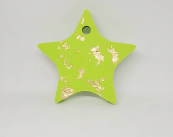 Handmade Jesmonite green gold leaf Christmas star decoration