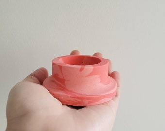 Strawberry sorbet jesmonite tealight candle holder