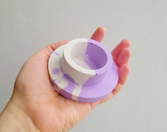 Purple and white jesmonite tealight candle holder