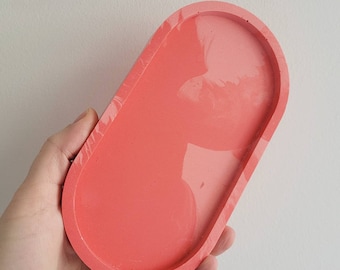 Strawberry sorbet jesmonite decorative tray