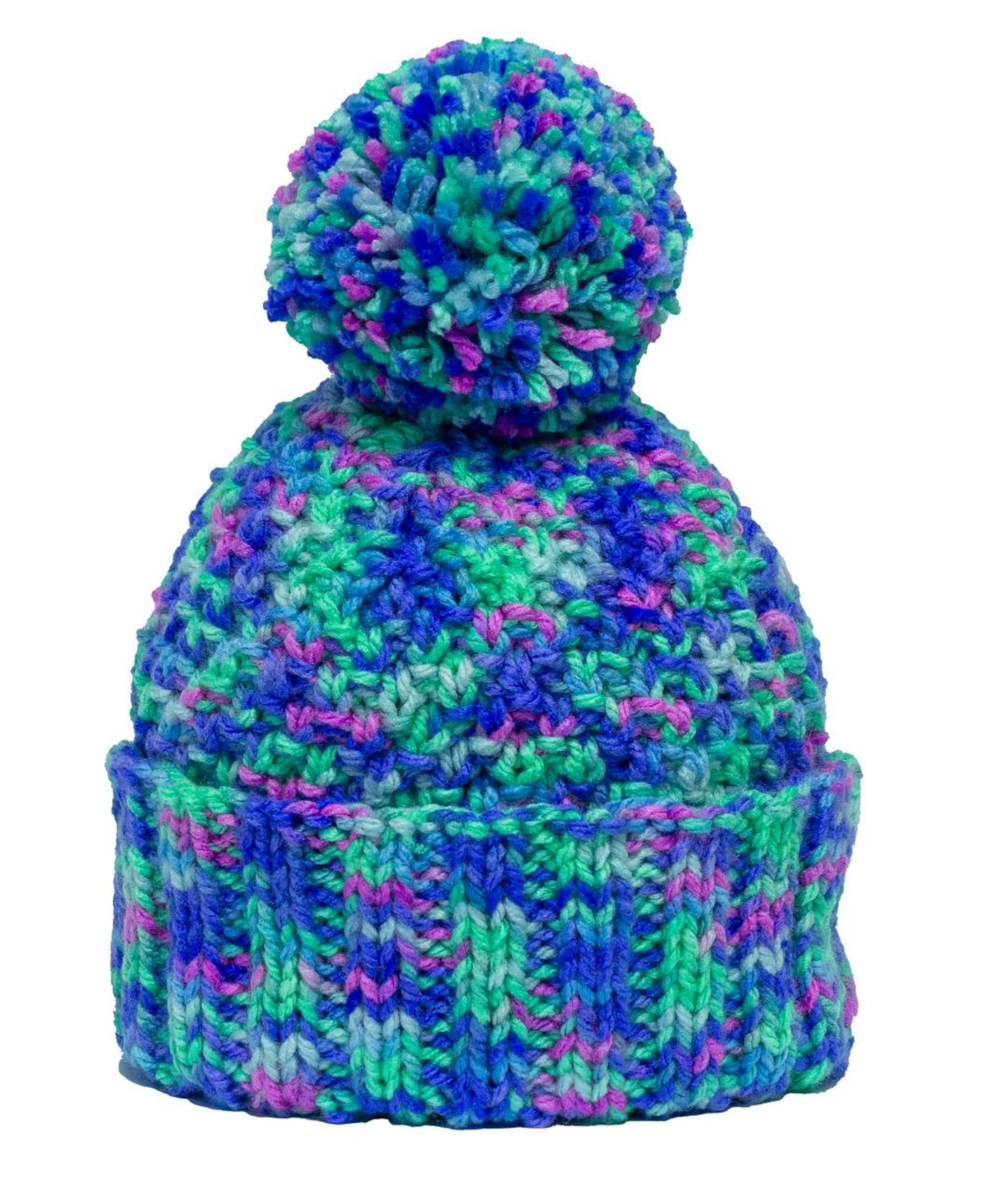 Children's Bobble Hat Multi coloured Thick Chunky Etsy