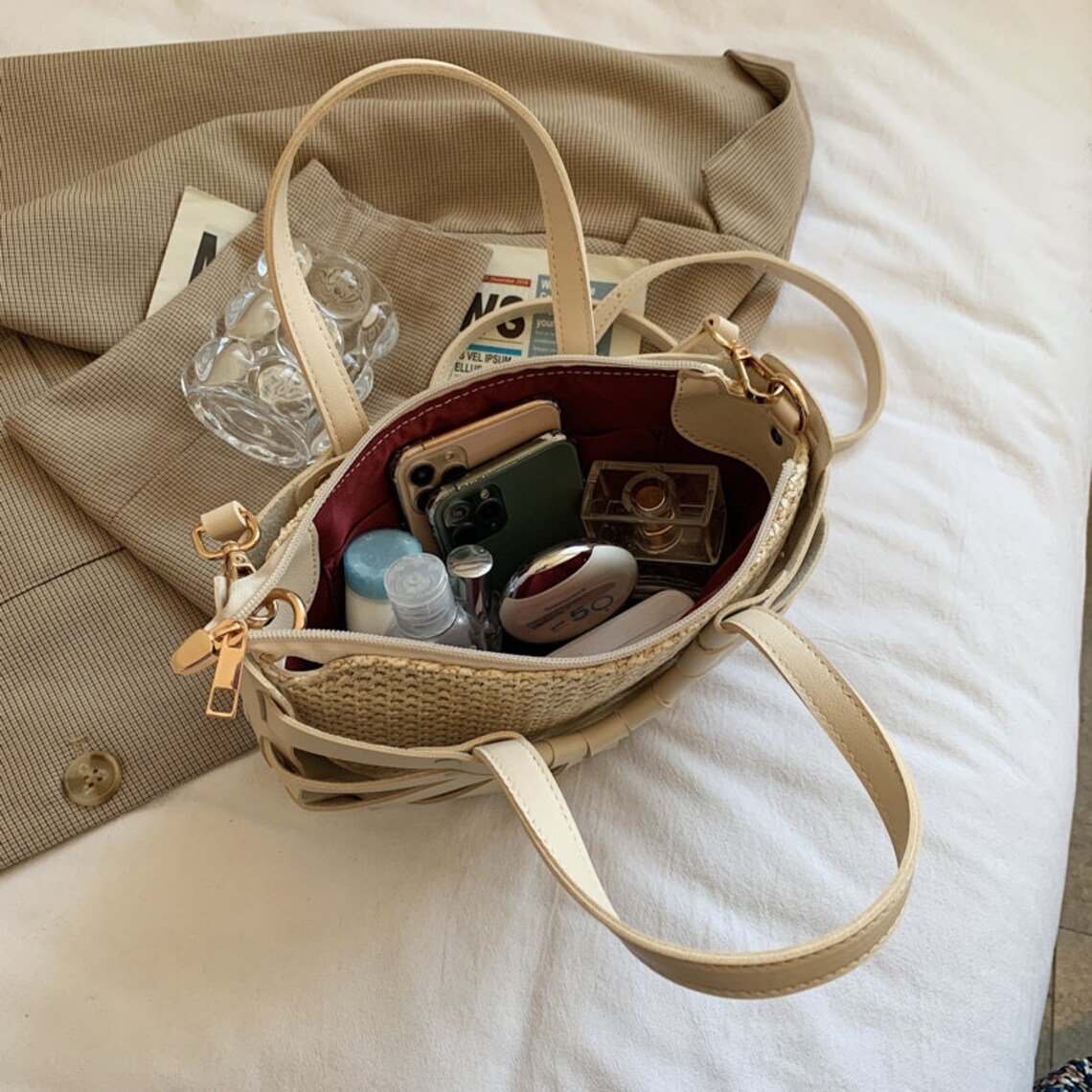 Straw Leather Hand-woven Ladies Handbags 2021 Summer New | Etsy