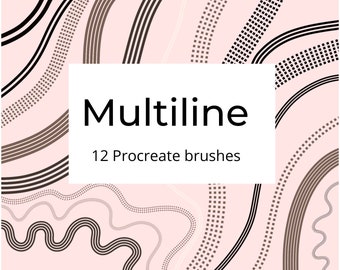 Multiline Procreate brush pack. Dotted line brush. Dashed line brush