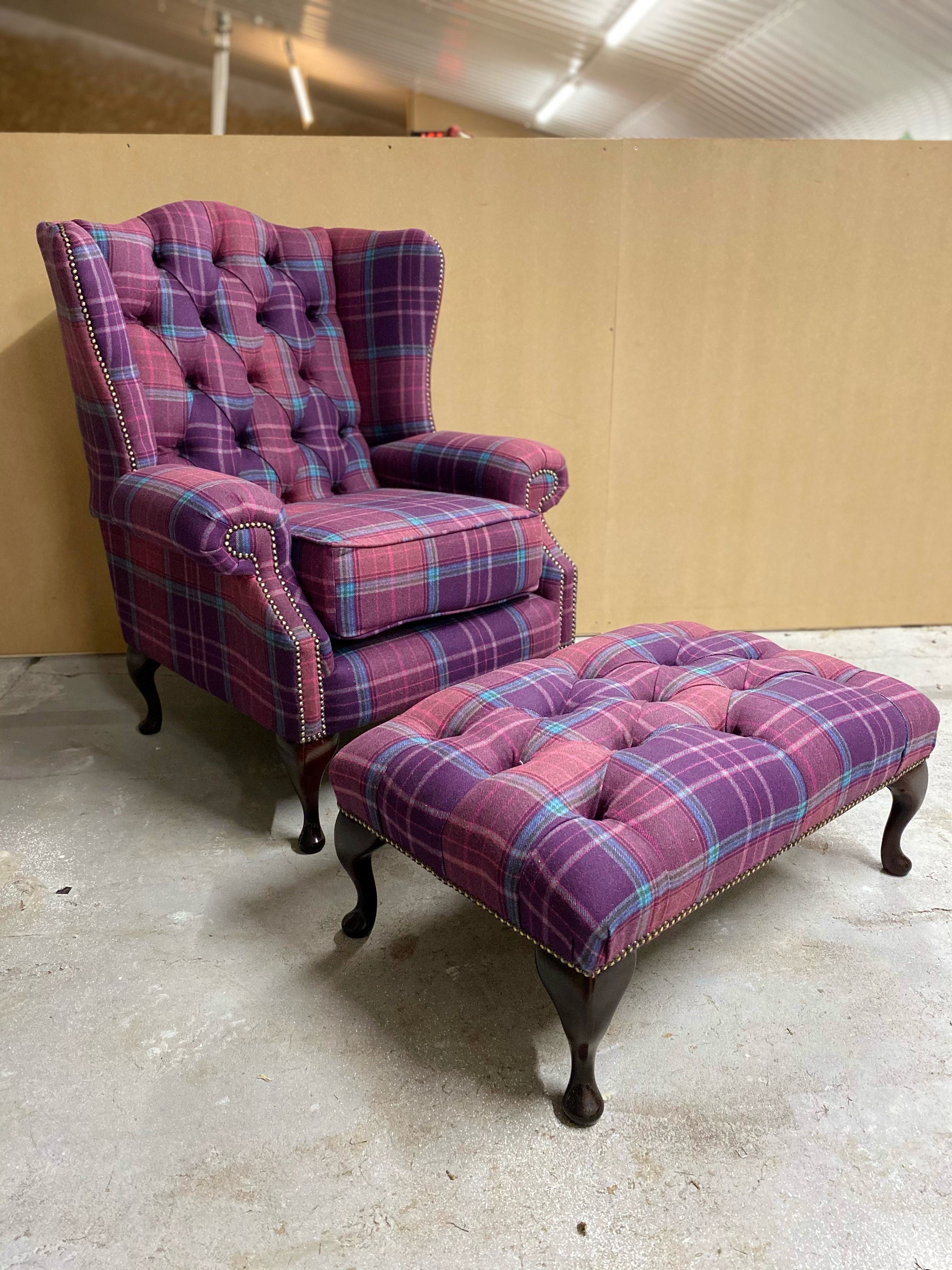 High Back Chesterfield Chair With Optional Matching Footstool Etsy UK