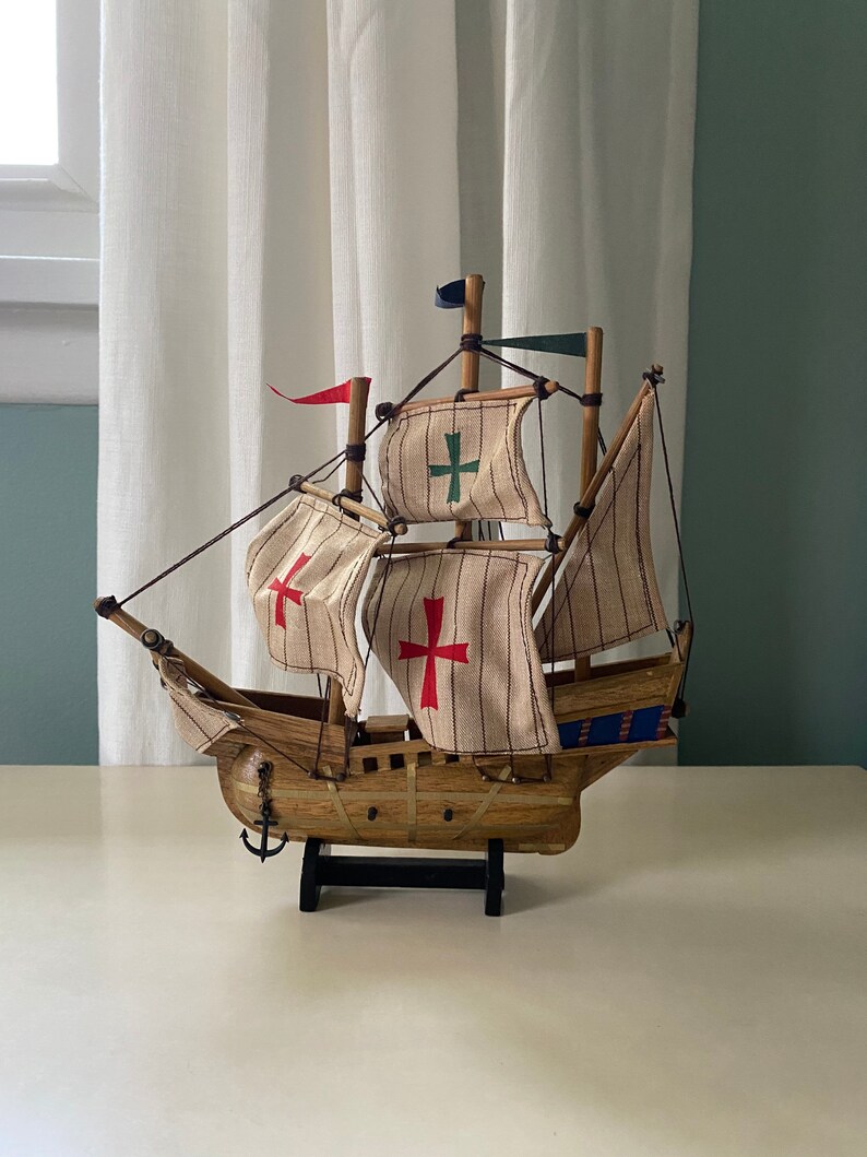 Vintage Wooden Model Ship Nautical Decor Etsy