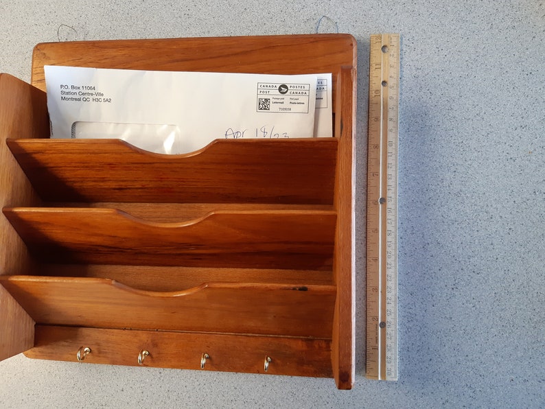 Teak Letter and Key Holder Three Section Wall Hung Goodwood Etsy