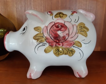 Vintage Piggy Bank Made in Italy Hand Painted Coin Bank