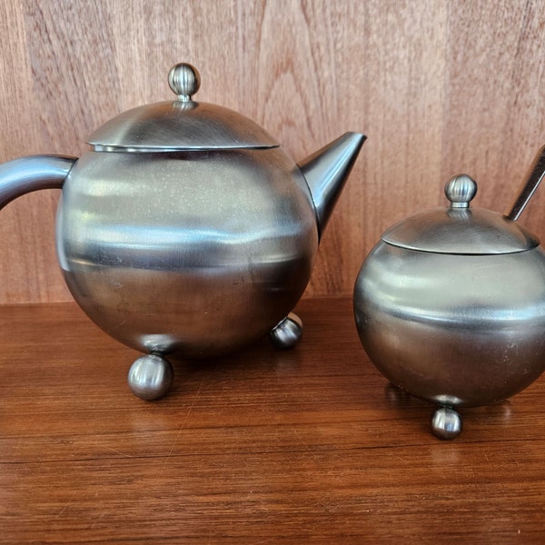 Teapot Henley Stainless Atomic Look with Sugar Bowl from UK