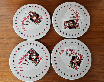 Coasters Stone with Playing Card Design Set of 4 Barware