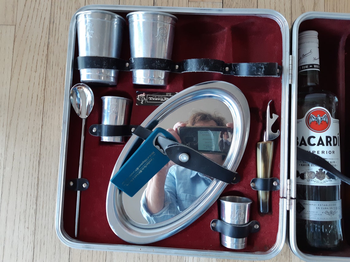 Portable Bar in Suitcase With Bar Tools Glasses Executair 101 Etsy