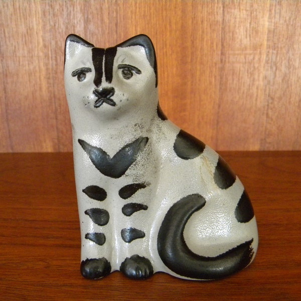 Cat Figure Rustic Salt Glazed Stoneware Vintage