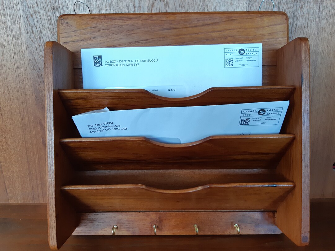 Teak Letter and Key Holder Three Section Wall Hung Goodwood Etsy