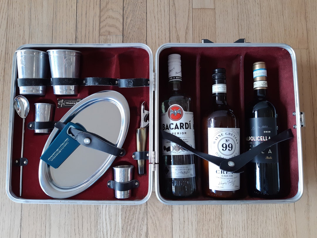 Portable Bar in Suitcase With Bar Tools Glasses Executair 101 Etsy