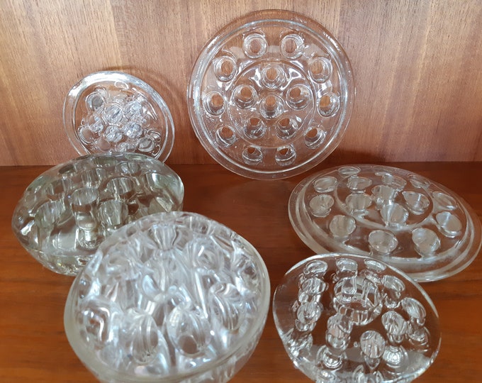 Vintage Glass Flower Frogs Collectible Clear Glass Small Large Etsy