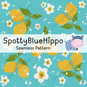 Motif De Répétition Sans Couture De Citrons Et De Fleurs. Téléchargement numérique pour la sublimation et l'artisanat.