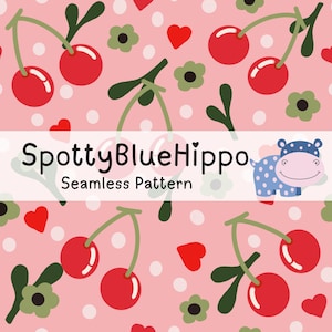 Motif de répétition sans couture de cerises, téléchargement numérique pour la sublimation et l'artisanat.