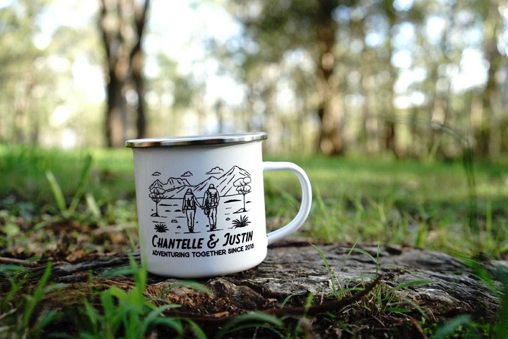 Personalised Couples Adventure Mug Enamel Camp Mug Hiking Etsy Australia