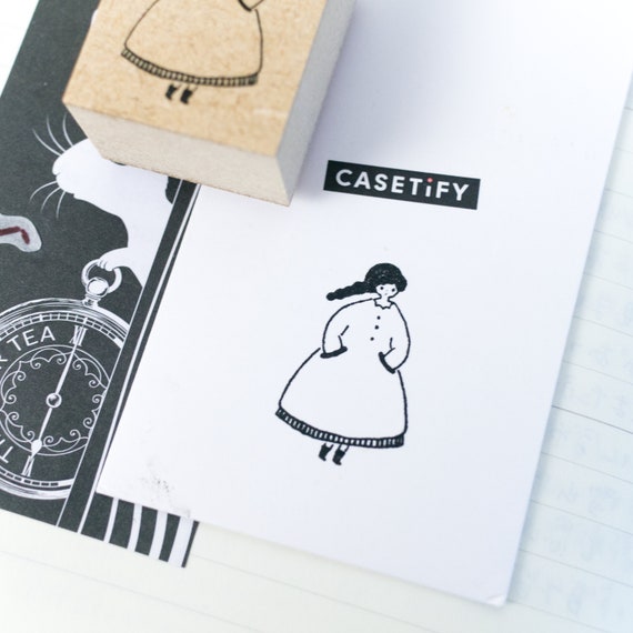 Girl With White Dress Wooden Stamp By Cotori Cotori Rare Etsy