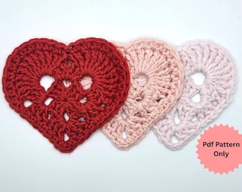 Patrón de corazón de crochet: Aplique fácil para San Valentín (Patrón PDF)