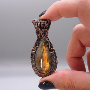 Labradorite Wire Wrap, Oxidized Copper Necklace, Pendant Necklace, Crystal Necklace, Gift, Zodiac, Taurus, Leo, Pisces, Scorpio, Sagittarius