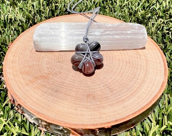 Collana con pentagramma in agata del Botswana, cordino in raso regolabile, gioielli zodiacali
