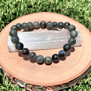 Dark Labradorite, Stretch Bracelet, Gift, Taurus, Leo, Scorpio, Sagittarius, Pisces, Sacral Root Third Eye Solar Plexus Heart Crown Chakra