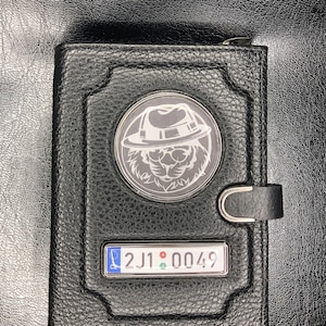 Brieftaschenbezug für Autodokumente aus echtem Leder mit Reißverschluss | Schwarz
