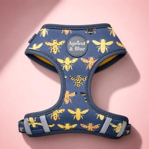 Bee Print Dog Harness | Adjustable, Neoprene, Small to Medium Sizes