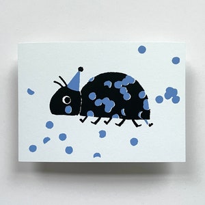 Animale da festa Coccinella, serigrafia da cartolina A6