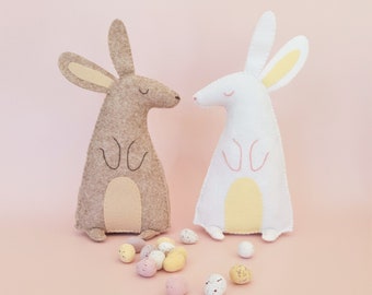 Felt Hare or Bunny sewing pattern, Easter Bunny sewing pattern, felt bunny, pdf sewing patterns, felt sewing patterns, hand sewing project