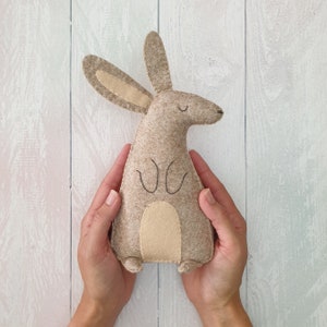 Felt Hare sewing kit, bunny sewing kit, felt rabbit, felt craft kit image 1