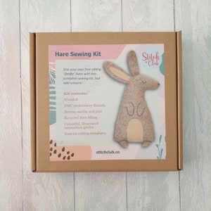 Felt Hare sewing kit, bunny sewing kit, felt rabbit, felt craft kit image 3