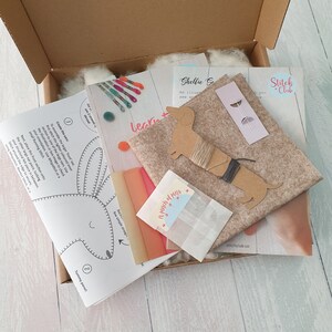 Felt Hare sewing kit, bunny sewing kit, felt rabbit, felt craft kit image 2